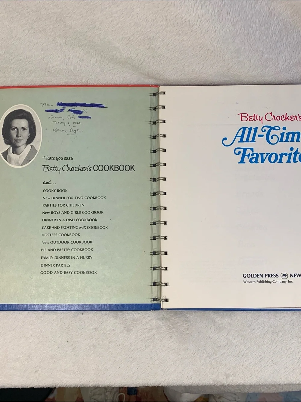 Vintage Betty Crocker All-Time Favorites Cookbook Spiral Golden Press NY 1971